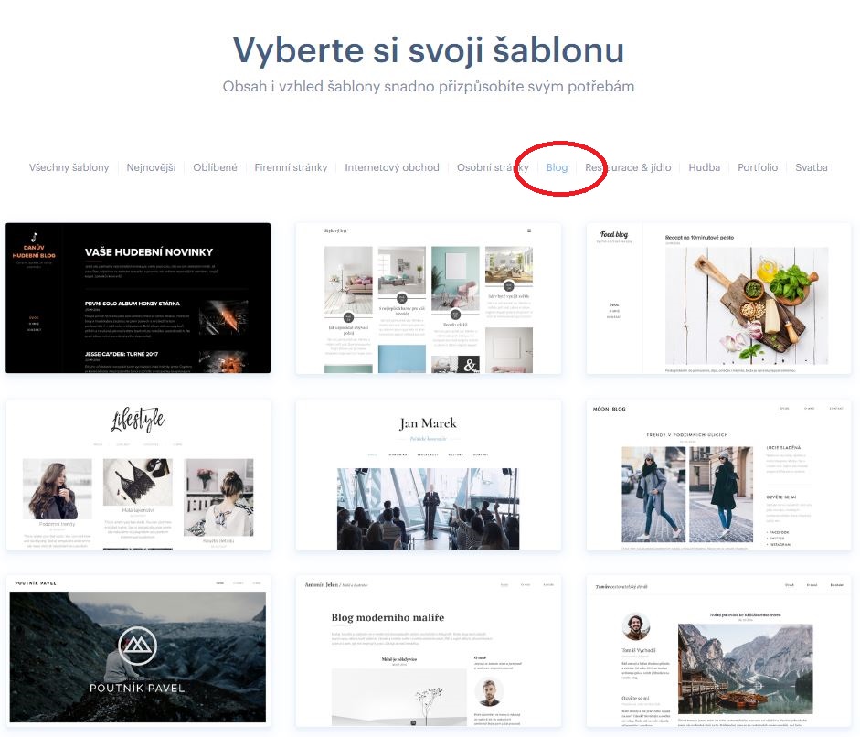 Na výběr máte velké množství šablon na blog.