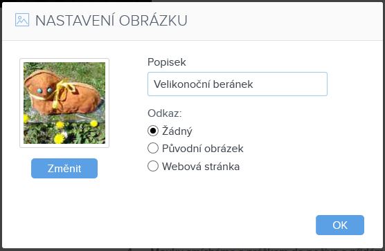 Webnode recenze: úprava alt textu u obrázků.